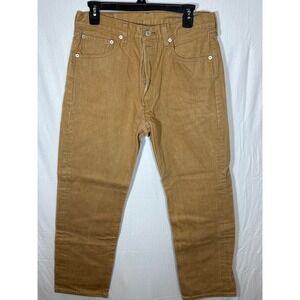 Levi Strauss 501 Mens W34 L32 Tan Brown Button Fly Straight Leg Jeans (W32 L30)
